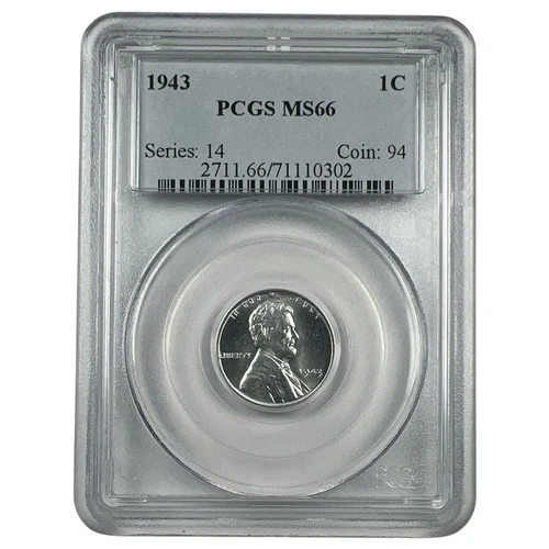 1943 Lincoln Steel Penny PCGS MS66 NA200