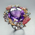 Handmade 50 ct+ Natural Amethyst Ring 925 Sterling Silver Size 8.5 /R457871