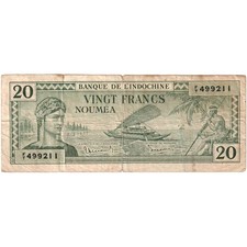 [#377395] New Caledonia, 20 Francs, Undated (1944), VF(20-25)