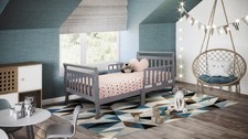 AFG Baby Furniture Anna Classic Sleigh Toddler Bed, Gray Pine Wood, 26 in