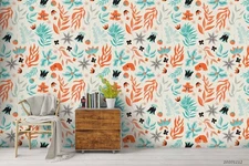 3D Colorful Floral Pattern Self-adhesive Removeable Wallpaper Wall Mural