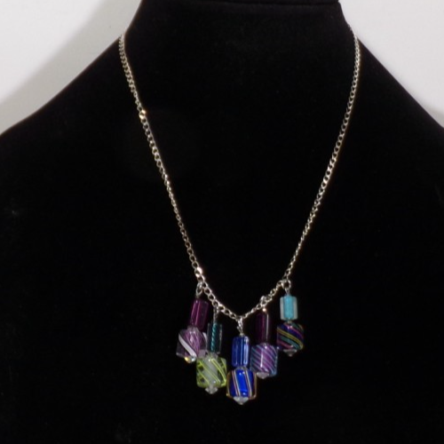 HANDMADE BLOWN GLASS NECKLACE ON 18" SILVER PLATE CHAIN J88CR v41 cl88cr - Picture 2 of 9