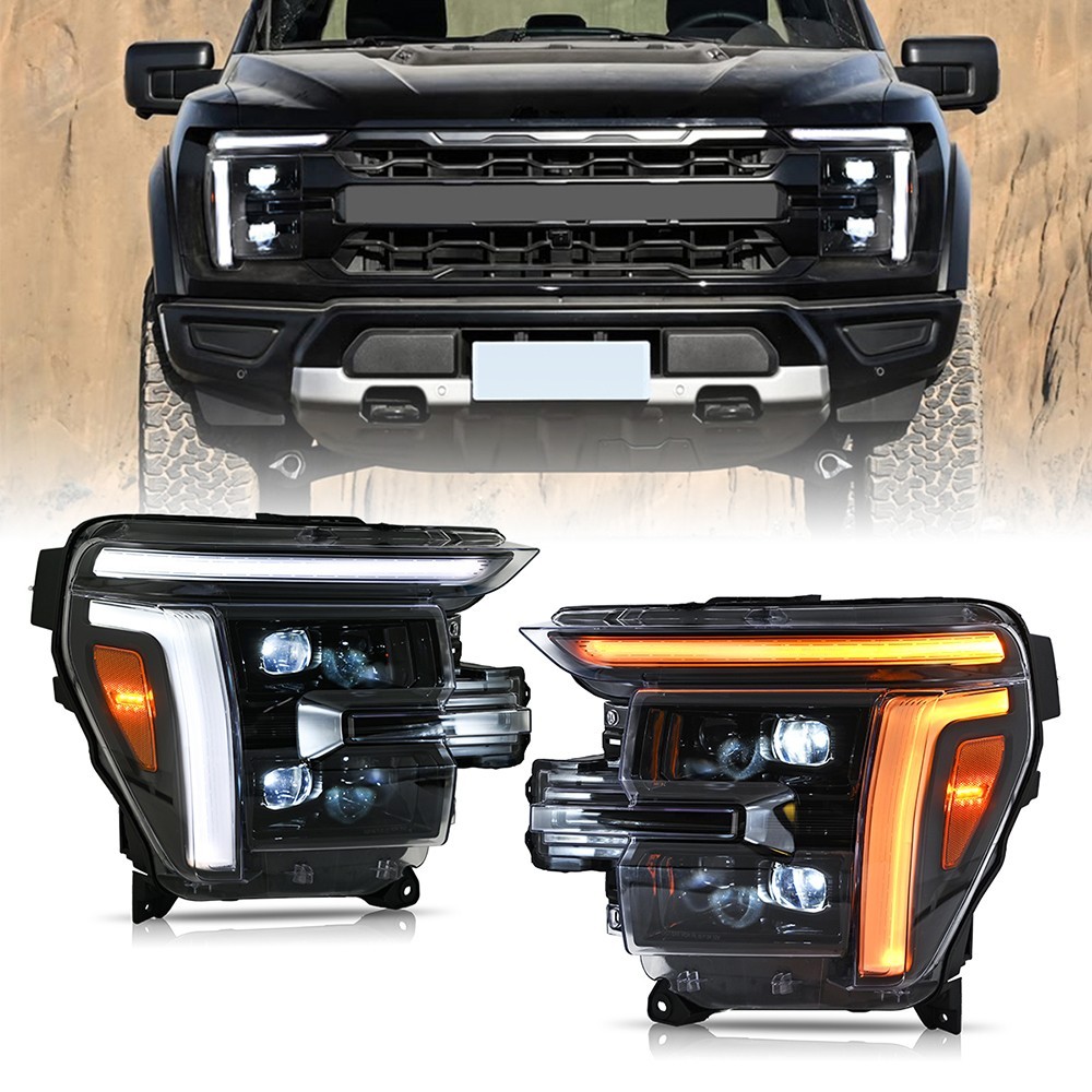 Pair LED Headlights for Ford F150 F-150 2024-2026 Pickup Front Headlamp Assembly