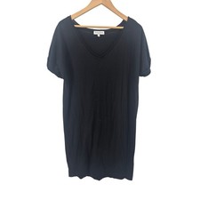 Michael Stars T-Shirt Dress Womens S V-Neck Short Sleeve Black Mini Tunic EUC