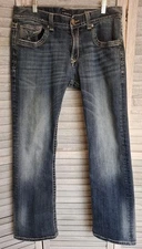 Mens Vigoss Jeans 34x34 Actual 36x33 Boot Cut Stretch Cotton Distressed 