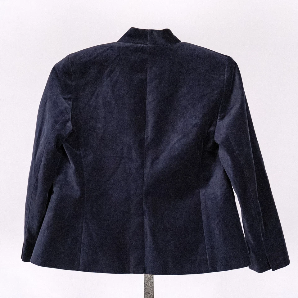 Chaqueta Blazer J.Crew Para Mujer Azul Terciopelo Salir Talla 8 Vacaciones Clásico Evento Foto 4 de 4