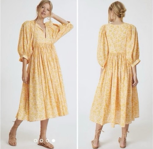 Anthropologie Sundry Blouson Sleeve Midi Dress Floral M