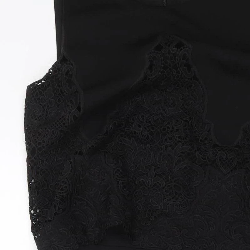 Mono para mujer Warehouse negro con detalle de encaje, talla 8 Foto 4 de 4