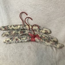 Lot Of 3 VTG Padded Lingerie Boudoir Floral Clothes Hangers Swivel Handmade