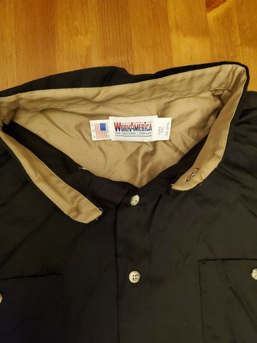 WORK AMERICA NWT BLACK LONG SLEEVE BUTTON DOWN WORK/DRESS SHIRT4 XL - 第 5/7 張圖片