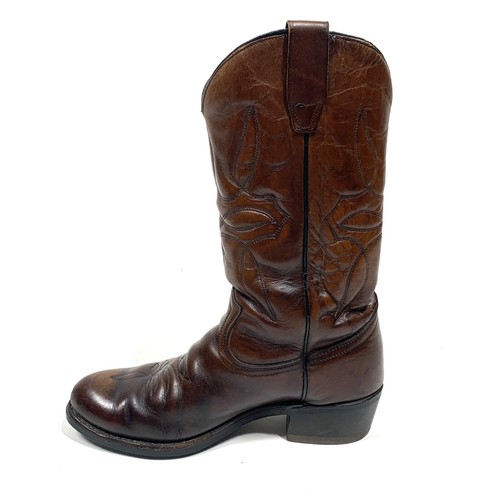 Vintage 80er Jahre braun Leder Western Cowboystiefel Herren Größe 8,5, Vibram Sohlen - Bild 9 von 13