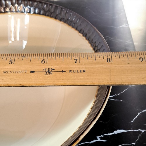 Crate & Barrel Scavo Serving Soup Bowl 7 3/4 Inches Round Beige Brown - Picture 3 of 11