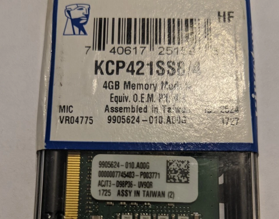 KINGSTON 4GB KCP421SS8/4 PC4-17000 1.2V DDR4-2133MHz MEMORY RAM  - Image 4 of 4