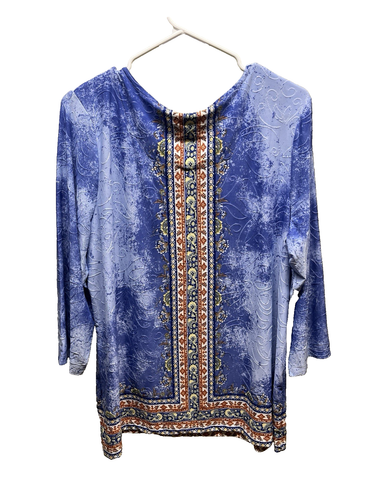 JM Collection blouse womens plus size 1X blue lilac Jacquard shirt New! - Picture 2 of 4