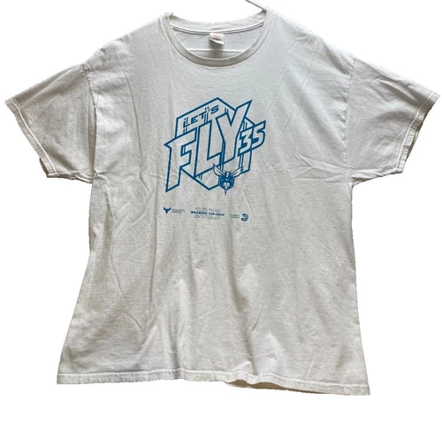 Charlotte Hornets Shirt Adult Extra Large White Y2K NBA Basketball Playoff Mens