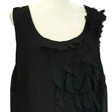 Lane Bryant Dress Size 28 Black Ruffled Sleeveless Scoop Neckline Side Zip Party
