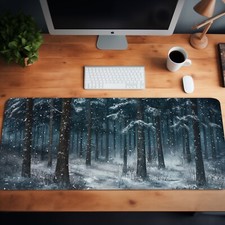 Snowy Winter Forest Large Desk Mat Mouse Pad 3 Sizes