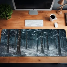 Snowy Winter Forest Large Desk Mat Mouse Pad – 3 Sizes