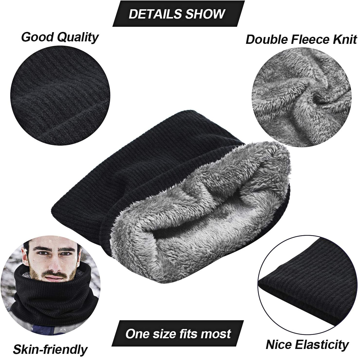 SATINIOR Fleece Lined Neck Warmer Neck Gaiter Winter Circle Scarf for