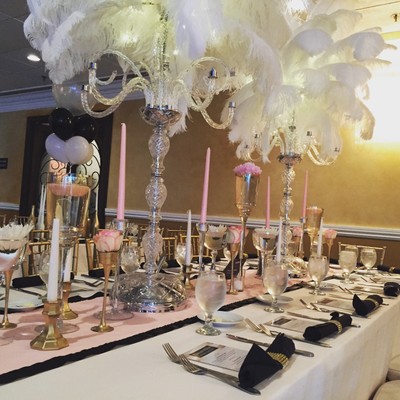 Ostrich Feather Centerpieces Crystal Candelabra Vase Rental It