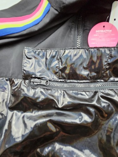 Justice Sport Little Girls Size Medium 10 Windbreaker Jacket Black Packable NWT - Picture 6 of 12