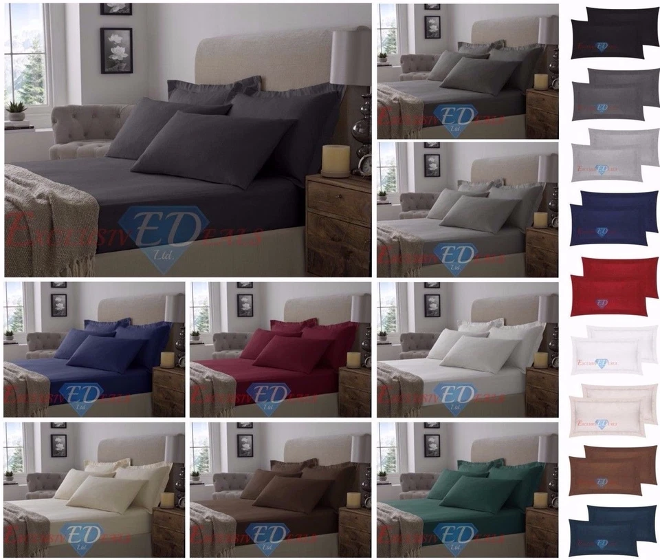 Flannelette 100% Brushed Cotton Fitted Bed Sheets, Extra Deep Fitted Bedsheets