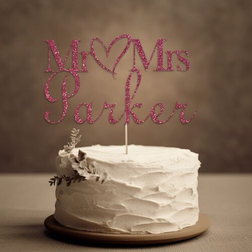 Personalised Glitter Cake Topper Wedding Cake Topper, Engagement Cake Topper - Picture 9 of 16