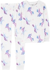 Carter's 2 Pc Unicorn Pajama Set Snug Firt Girl 14 White