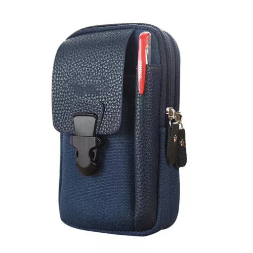 Canvas Men Waist Belt Bags Business Sports Casual Male Zip Mobile Phone Pouch - Picture 25 of 39