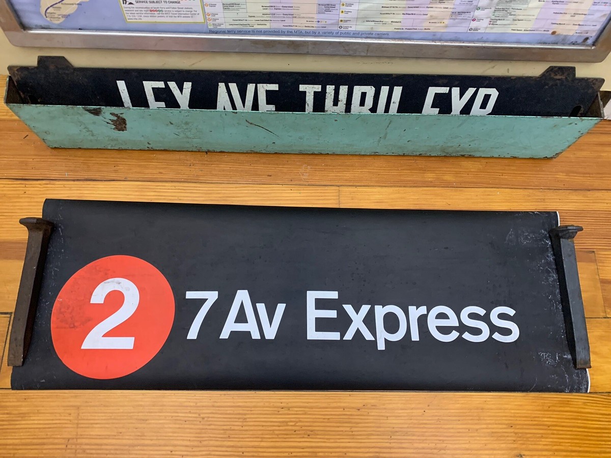 NY NYC SUBWAY ROLL SIGN ART #2 7th AV EXPRESS FASHION AVENUE