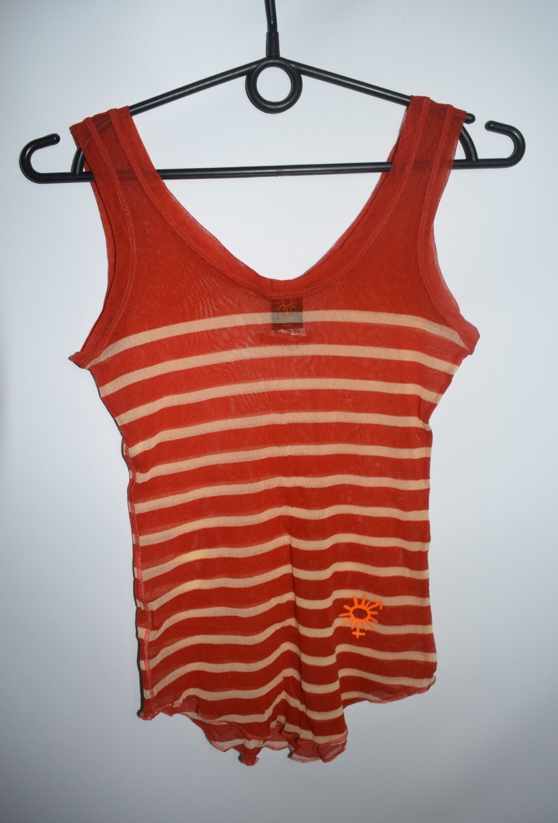 Jean Paul Gaultier Soleil JPG RARE Vintage Red Striped Mesh Tank