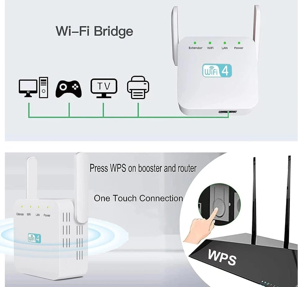 Estensore di portata WiFi, ripetitore di segnale WiFi, 2.4G 300Mbps WiFi Extende - Immagine 2 di 4