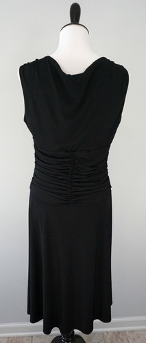 MAGGY BOUTIQUE Black Cinch Waist Faux Wrap Front Sleeveless Maxi Dress Size 14 - Picture 4 of 6