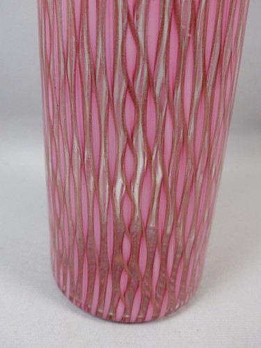 Vintage MCM Fratelli Toso Murano Pink Stripe Glass Decanter Genie Bottle Ermanno - Picture 6 of 12