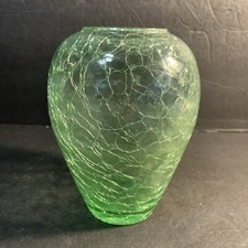 Beautiful, Green 6.25" Blown CRACKLE GLASS VASE