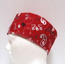 Oklahoma University Mens Scrub Hat, Chemo Hat, Medical Skull Cap, One Size