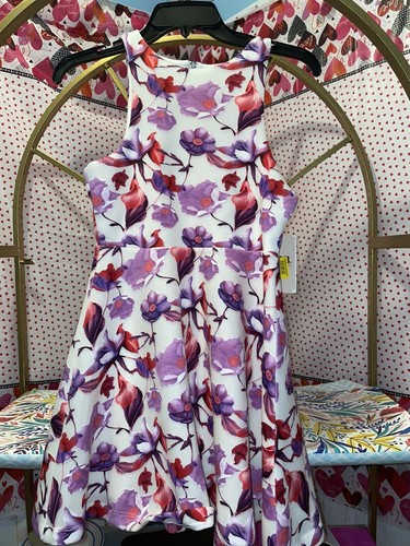 GB Girls Multicolors Floral Sleeveles Dress Size 12 - Picture 2 of 8