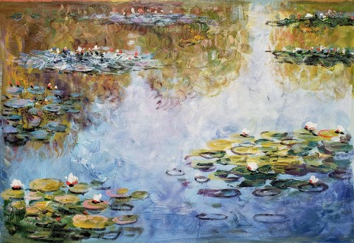 Monet Pond -#6, 24x36, 100% Ölgemälde auf Leinwand, Reproduktion von Monet
