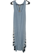 Calvin Klein Size XL Midi Dress Hi Lo Blue Tie Dye Sides Sleeveless Beachy NWT