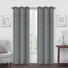 NWT Simply Essential Shimmer 63-Inch Grommet Room Darkening GRAY Curtains pair