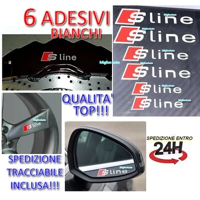 6 ADESIVI AUDI PINZE FRENI S LINE A1 A3 A4 A5 A6 TT S3 S-line sline BIANCO