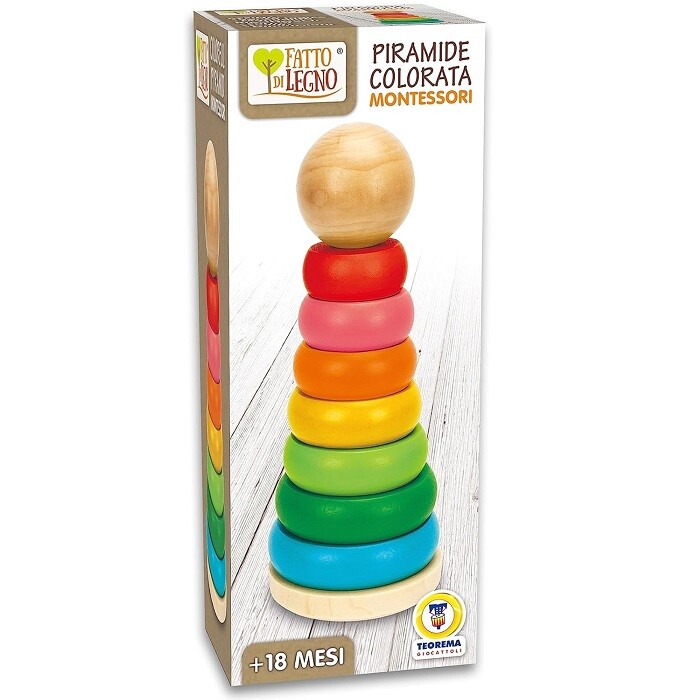 Teorema Fatto di Legno Piramide ad Anelli in Legno Colorata