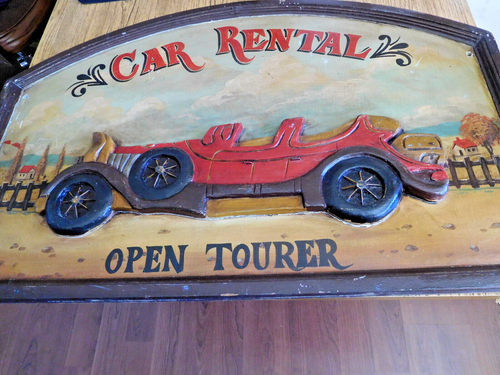 Wall Art Vintage Car Sign Open Tourer Hand Carved 3-D Wood sign ~ 36" x 23" ~ - Picture 6 of 8