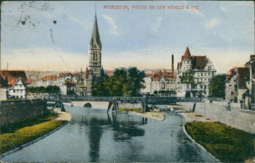 Ansichtskarte Pforzheim Partie an der Nagold und Enz 1920 (9844) - Bild 1 von 2