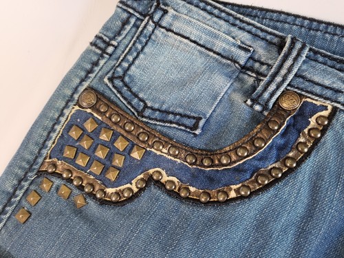 V Cristina Damenjeans Größe 8 (Nieten abgenutzte Taschen) Grunge Rock 32 x 29 - Bild 3 von 19