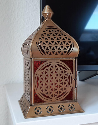 Berk orientalische Laterne Blume des Lebens MAOKKANISCHE LATERNE Buntglas METALL
