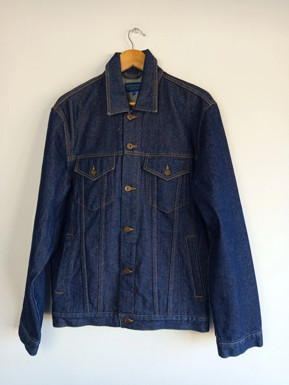 De Havilland Dark Blue Denim Cotton Button Up Trucker Jacket - Men's Medium
