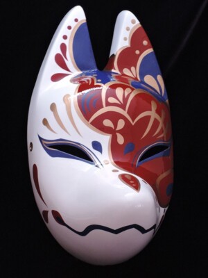 Komendo Full Face Fox Mask KAGO Lsize Kitsune Hand Made Painted
