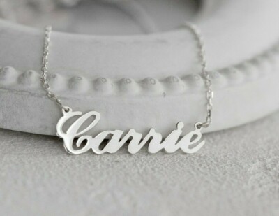 Personalised Carrie Style Name Necklace 925 Sterling Silver Any Name Handmade Ebay