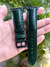 Genuine Green Lizard Leather Watch Strap For Men Apple Watch Band